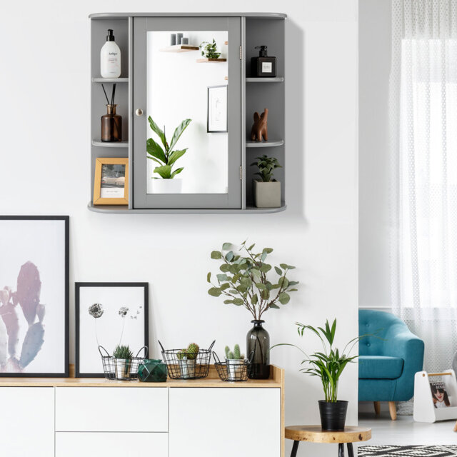 Amoriel 650 mm W 640 mm H Surface Framed Mirrored Bathroom Cabinets Shelves with Mirror