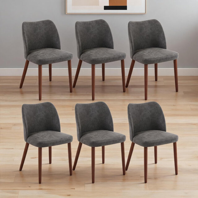 Dining Chair Set, Modern Upholstered Linen Armless Wingback Chair with Solid Wood Legs, Thick Cushion, for Dining Living Room Kitchen Office