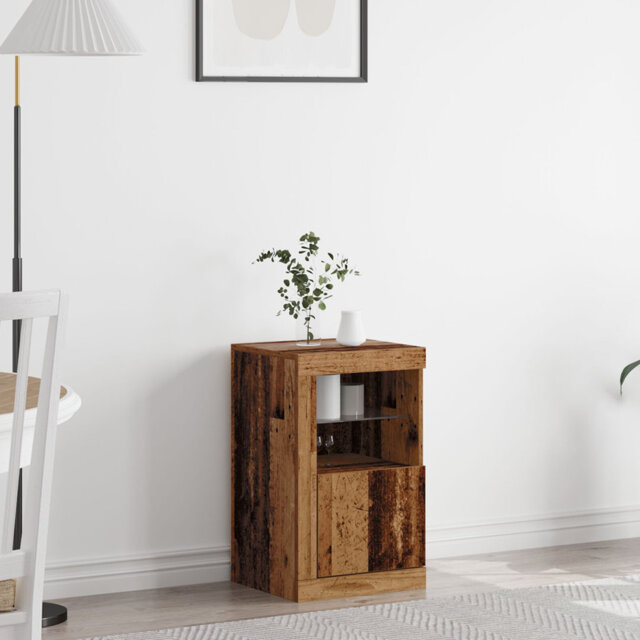 LED Sideboard with LED Strip Lights Engineered Wood Modern Storage Unit