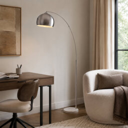 Hartfield 173cm Arched Floor Lamp Arc Floor Lamp with Bell Metal Shade and Solid Marble Base