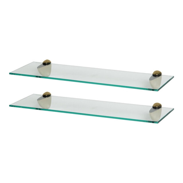 Harbour Housewares - Floating Glass Shelves with Metallic Brackets - Set of 2