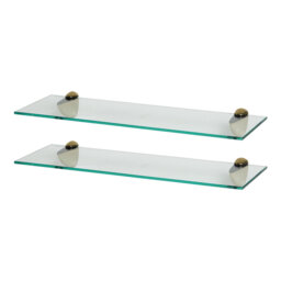 Harbour Housewares - Floating Glass Shelves with Metallic Brackets - Set of 2