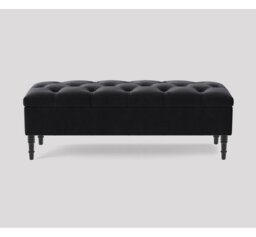 Alyana 120cm Wide Tufted Rectangle Ottoman Storage Bench, Upholstery Velvet Shoe Bench with Turned Wooden Legs