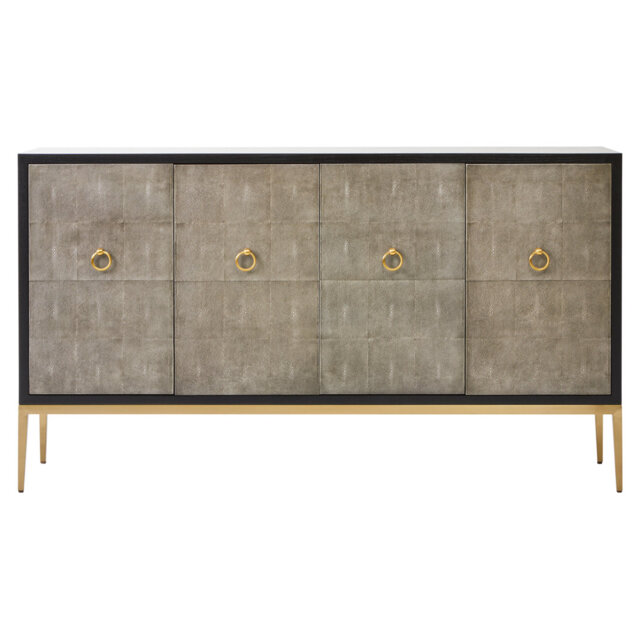 Deruta Grey Shagreen Effect 4 Door Sideboard