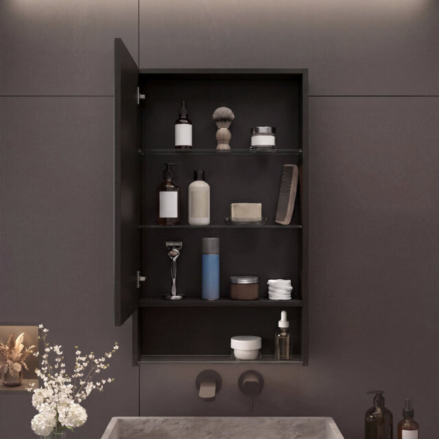 Bathroom Mirror Cabinets With LED Lights, Storage Wall-Mounted Bathroom Vanity With Mirror And Shelves, Medicine Cabinet With Anti-Fog And 3 Color Adj