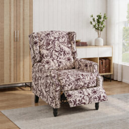 Ameiah 74 cm W Upholstered Wing Back Manual Push Back Recliner with Naihead Trims