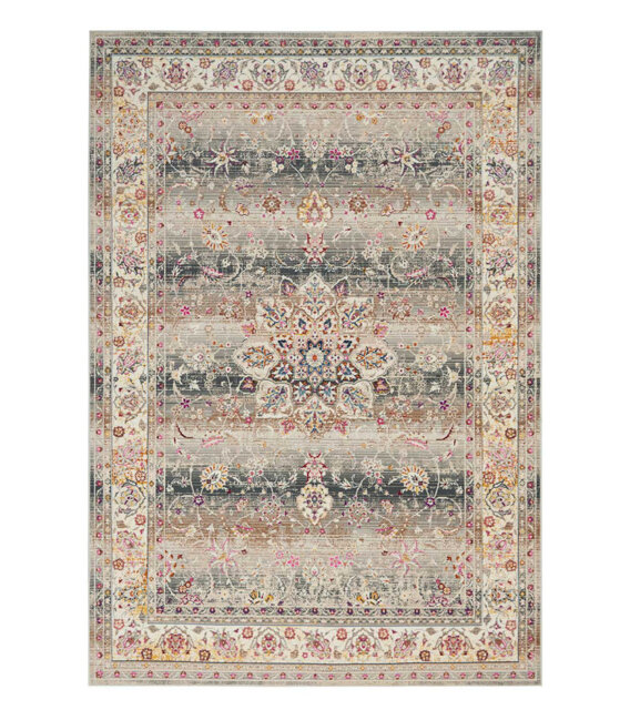 Grey Rug, Luxurious Floral Rug, Traditional Rug, Stain Resistant Persian Rug For Bedroom, & Dining Room