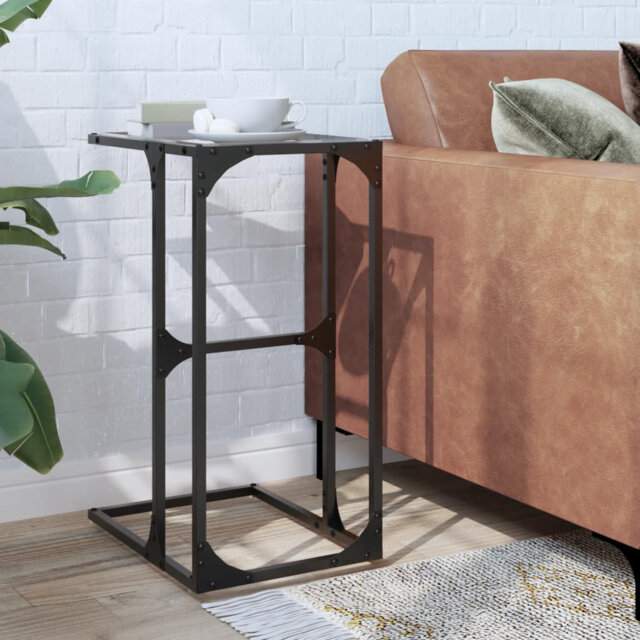 Vidaxl side table with black glass top 40 x 30 x 61.5cm steel