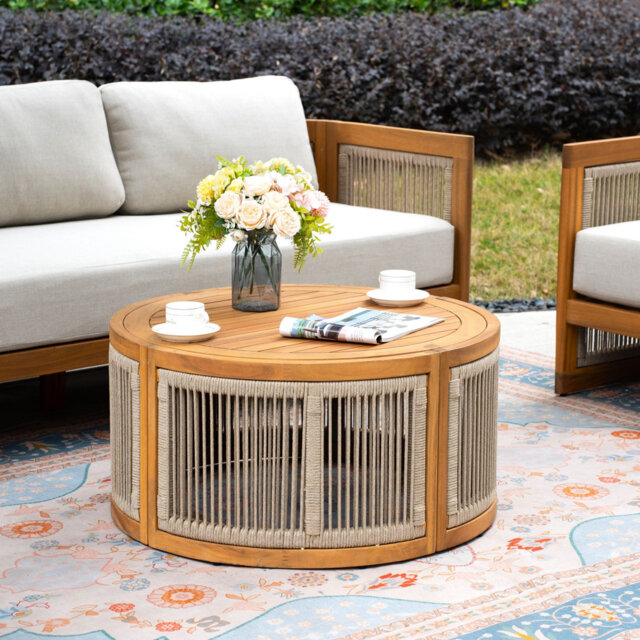 MIMO Outdoor Round Solid Wood Side Table