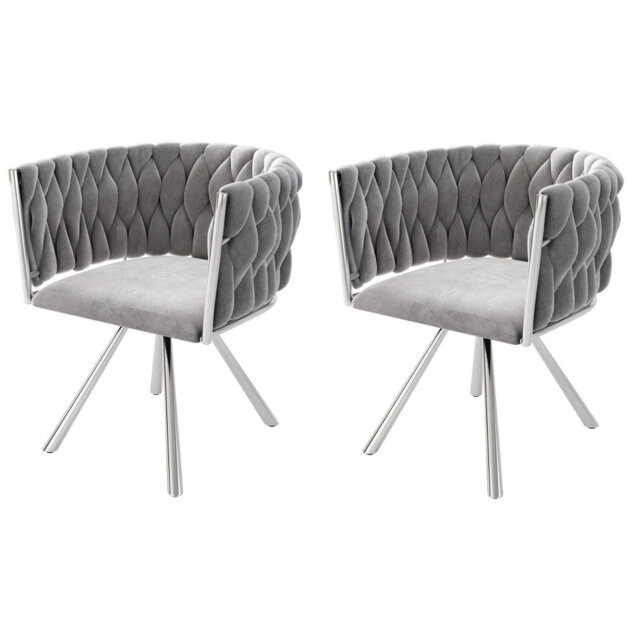 Modern Velvet Swivel Dining Chairs with Metal Legs (Set of 2)