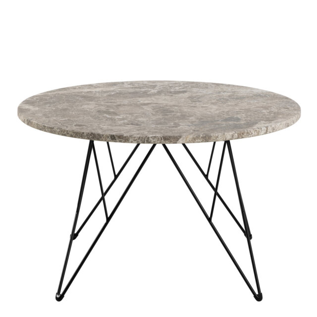 Prunus Round Coffee Table In Matt Beige And Matt Black Coated Steel Base 80X46.4Cm