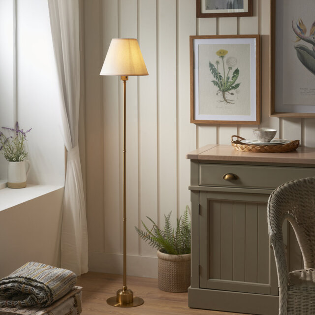 Burley Rechargeable and Ivy 25cm vintage white shade Floor Lamp