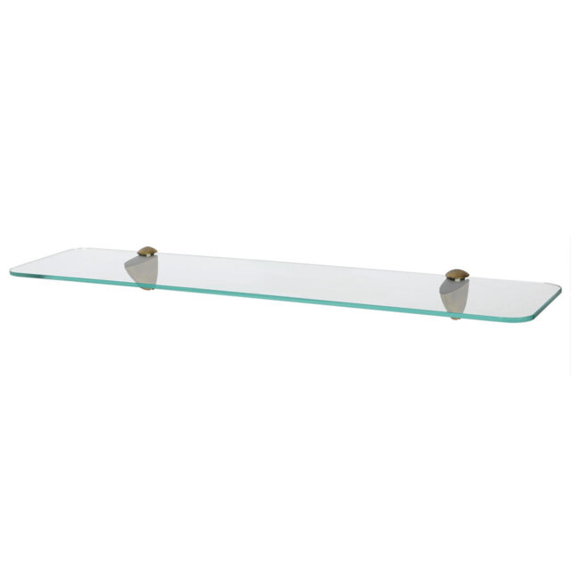 Harbour Housewares - Rounded Floating Glass Shelf with Metallic Brackets