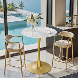 Cleofus Round Metal Base Dining Table