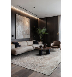 Heris Machine Woven Flatweave Silver Area Rug