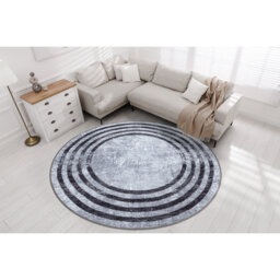 Miro Geometric Machine Woven Grey Area Rug
