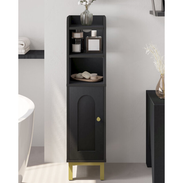 Bathroom Cabinet, Small Corner Floor Cabinet with Door and Shelves, Narrow Toilet Paper Cabinets, Bathroom Organizer with Adjustable Shelf, for Small
