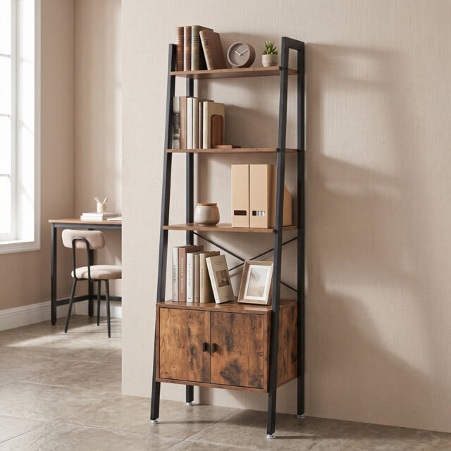 Reanna 173cm H x 56cm W Steel Ladder Bookcase