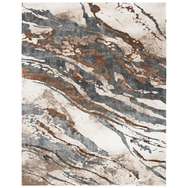 Pacific Power Loomed Area Rug In Dark Grey / Beige