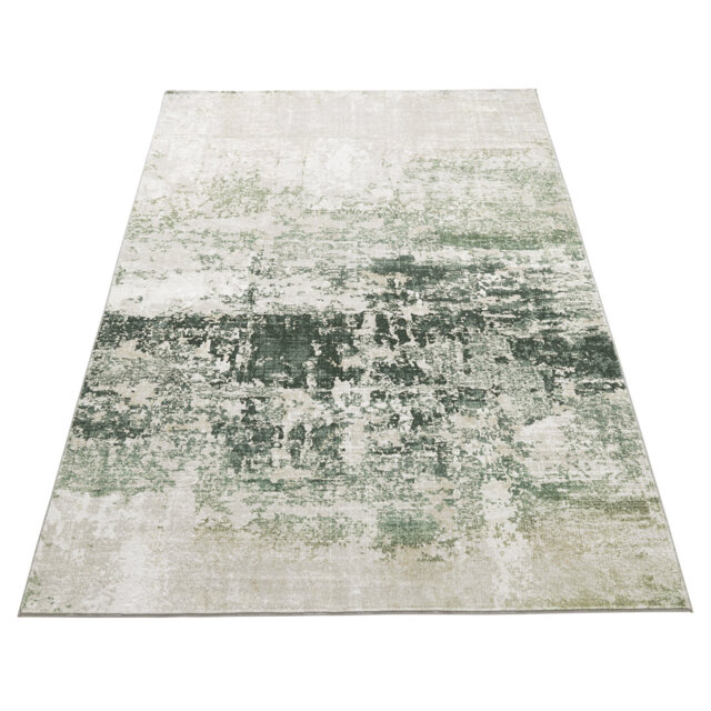 Abstract Ultra soft Stain Guarded Ivory Olive Area Rug
