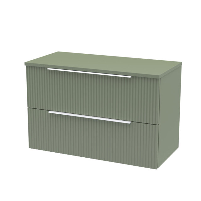 Fluted 805mm Wall Hung Single Vanity Unit with Worktop