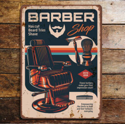 Barbershop Haircut Chair Metal Wall Décor