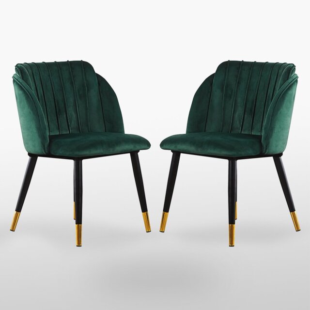 Inola Upholstered Velvet Dining Chairs - Ergonomic Soft Back with Metal Legs - Armchair for Dining Room Living Room Restaurants