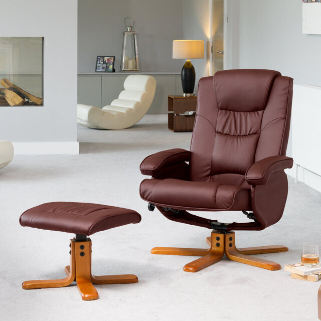 Yvelines 73cm Wide Faux Leather Swivel Ergonomic Recliner with Massager