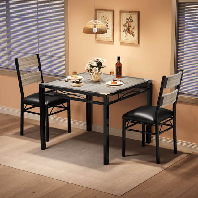 MDF and Iron Dining Table Set - Built-In Dining Table, Modern Dining Furniture, Compact and Space-Saving, Durable Metal Frame, Stylish Dining Chairs