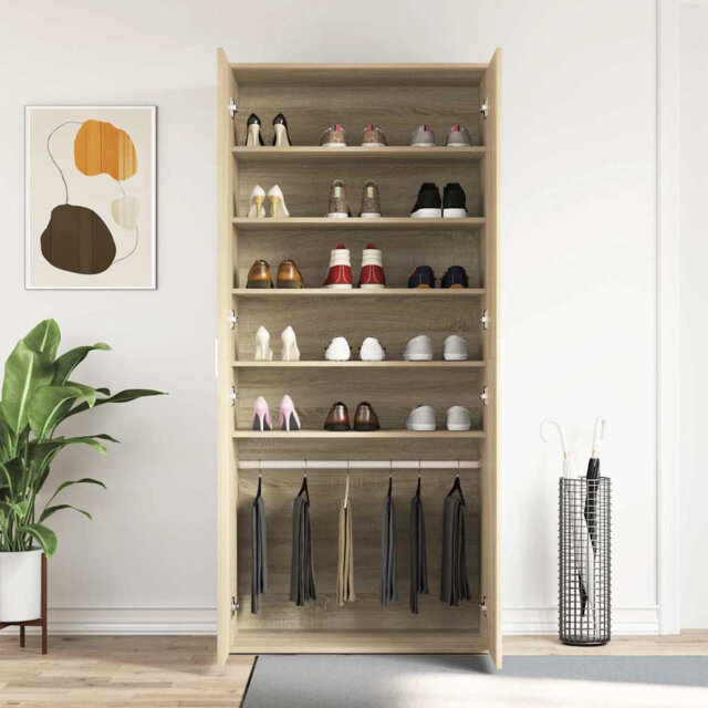 Shoe Cabinet With Door 80 X 39 X 180 Cm Engineered Wood