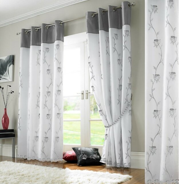 Woodsburgh Tahiti Lined Eyelet Semi Sheer Curtains