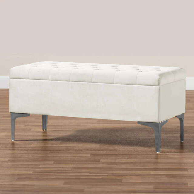 Modena Ottoman bench with Storage and Triangle Metal Legs - Naples Chesterfield Blanket Box