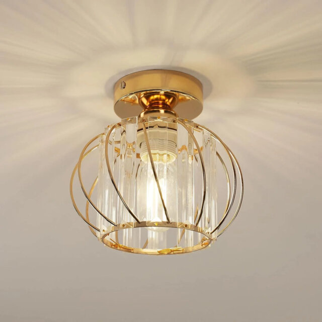 Crystal Chandelier Ceiling Light,Modern 18CM Small Flush Mount Ceiling Light,E27 Metal Ceiling Lamp