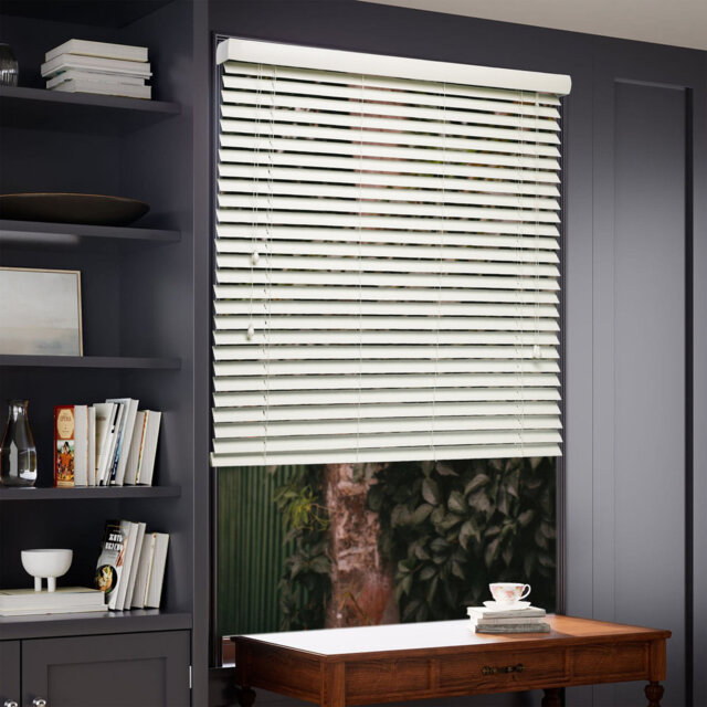 50mm Woodgrain Fauxwood Venetian Roller Blinds - White