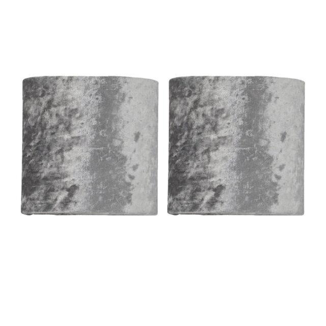 15cm H Velvet Drum Lamp Shade (Uno) in Gray