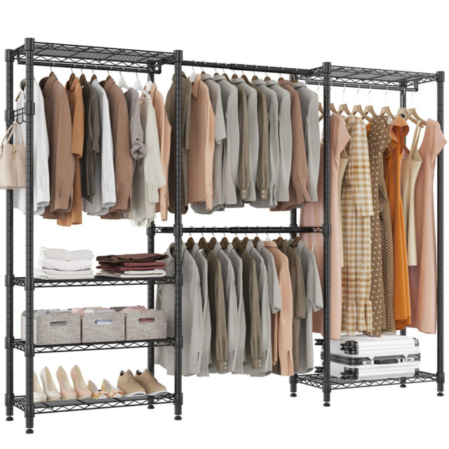Bendik Clothing Rack with 4 clothes rails and 6 height-adjustable shelves 1 hook