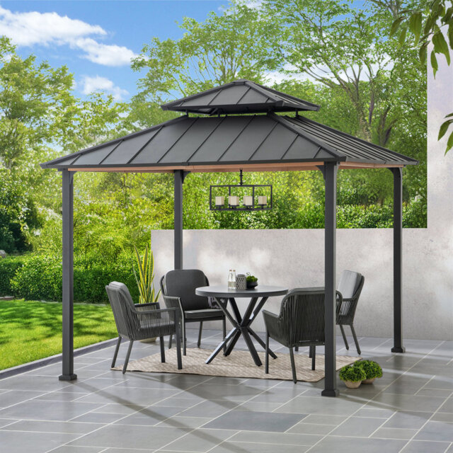 Sunjoy Outdoor Steel Gazebo PASU - 3m x 3m, Anthracite