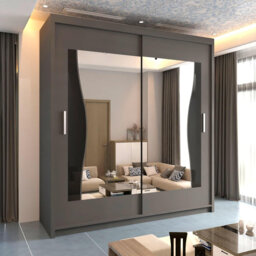 Modern Sliding Door Wardrobe with Mirrored Glass Finish â Multiple Sizes (120cm, 150cm, 180cm, 203cm)