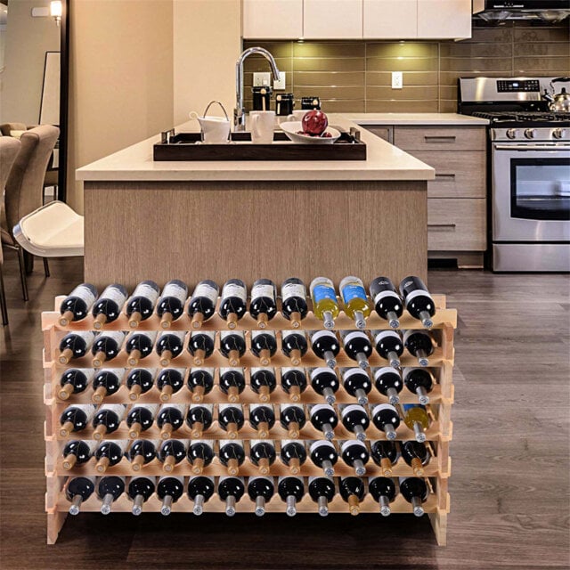 Whitinsville Solid Wood Wine Bottle Rack Brown
