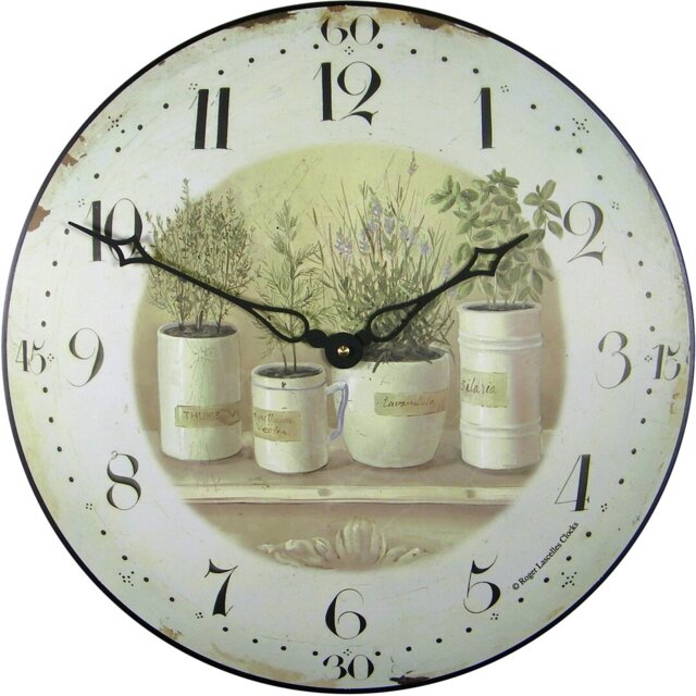 Herb Pots Wall Clock - 36cm