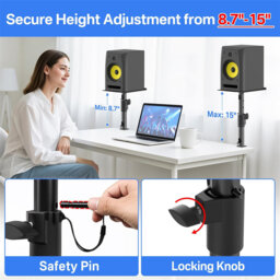 Speaker Stands Pair - Adjustable Desk Speaker Stands