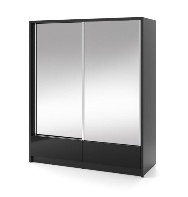Bexlee II Black Sliding Door Wardrobe: Sophisticated Storage for Modern Living 184 cm