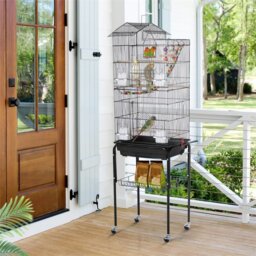 158.5cm Iron Pointed Top Floor Bird Cage with Wheels