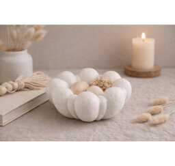 Kairo White Blossom Aluminium Decorative Bowl – Japandi Modern Centrepiece