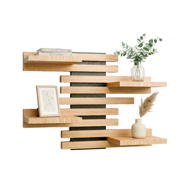 42cm W Solid Wood Wall Mounted Shelving Unit