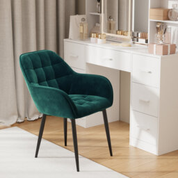 ELUCHANG Kitchen Dining Chair Set of 2 with Arms, Backrest, Velvet Thick Padded Upholstered, Vanity Chair, for Dining Room, Living Room, Dressing Tabl