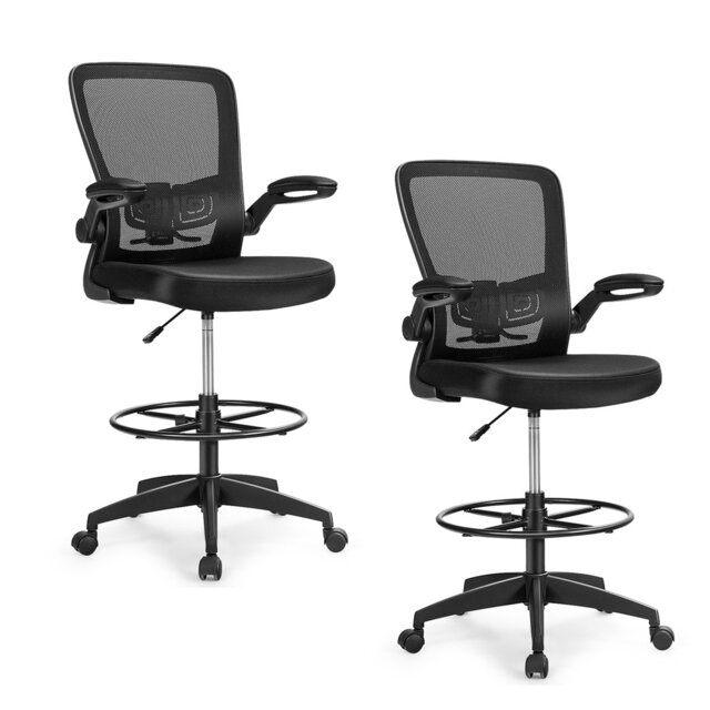 Drafting Chair Set Of 2 Ergonomic Tall Home Office Chair