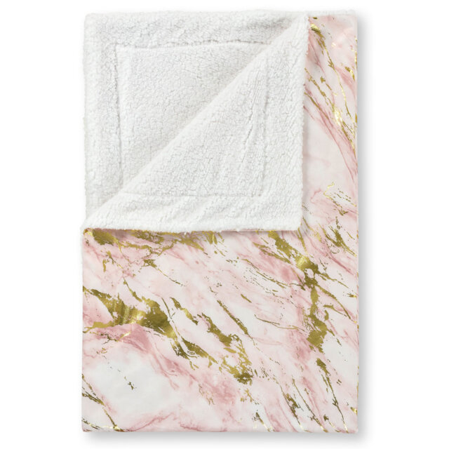 Hayslett Luxury Foil Printed Sherpa Backed Marble Throw Blanket