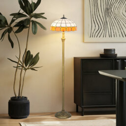 HOMCOM Tiffany-Style Floor Lamp Glass Shade 152cm Tall Bronze Tone/Blue