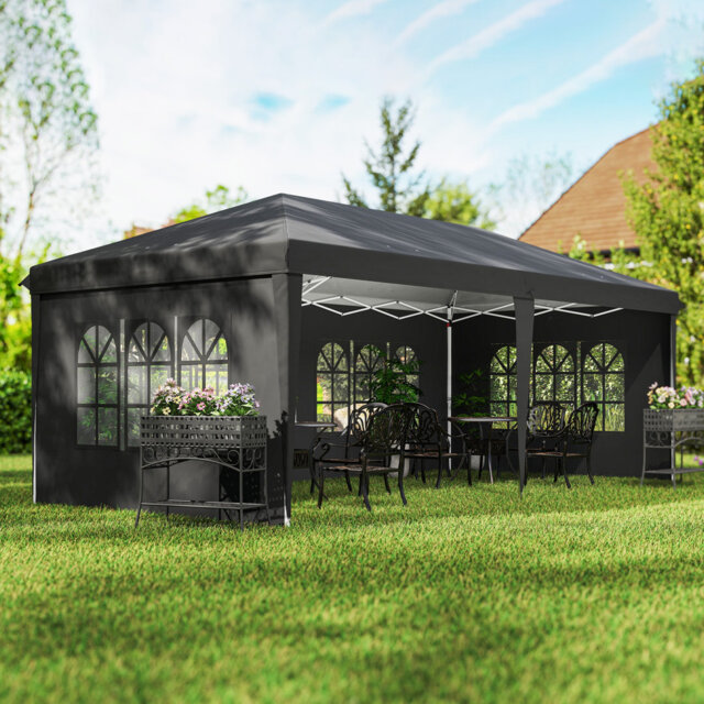 3 X 6m Heavy Duty Pop-up Gazebo With Removable Walls, Powder-coated Steel Frame, Portable Carry Bag, Guy Ropes & Ground Stakes, Large Outdoor Party Ev